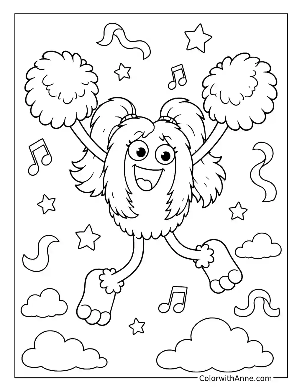 PomPom Cheerleading Dance coloring page
