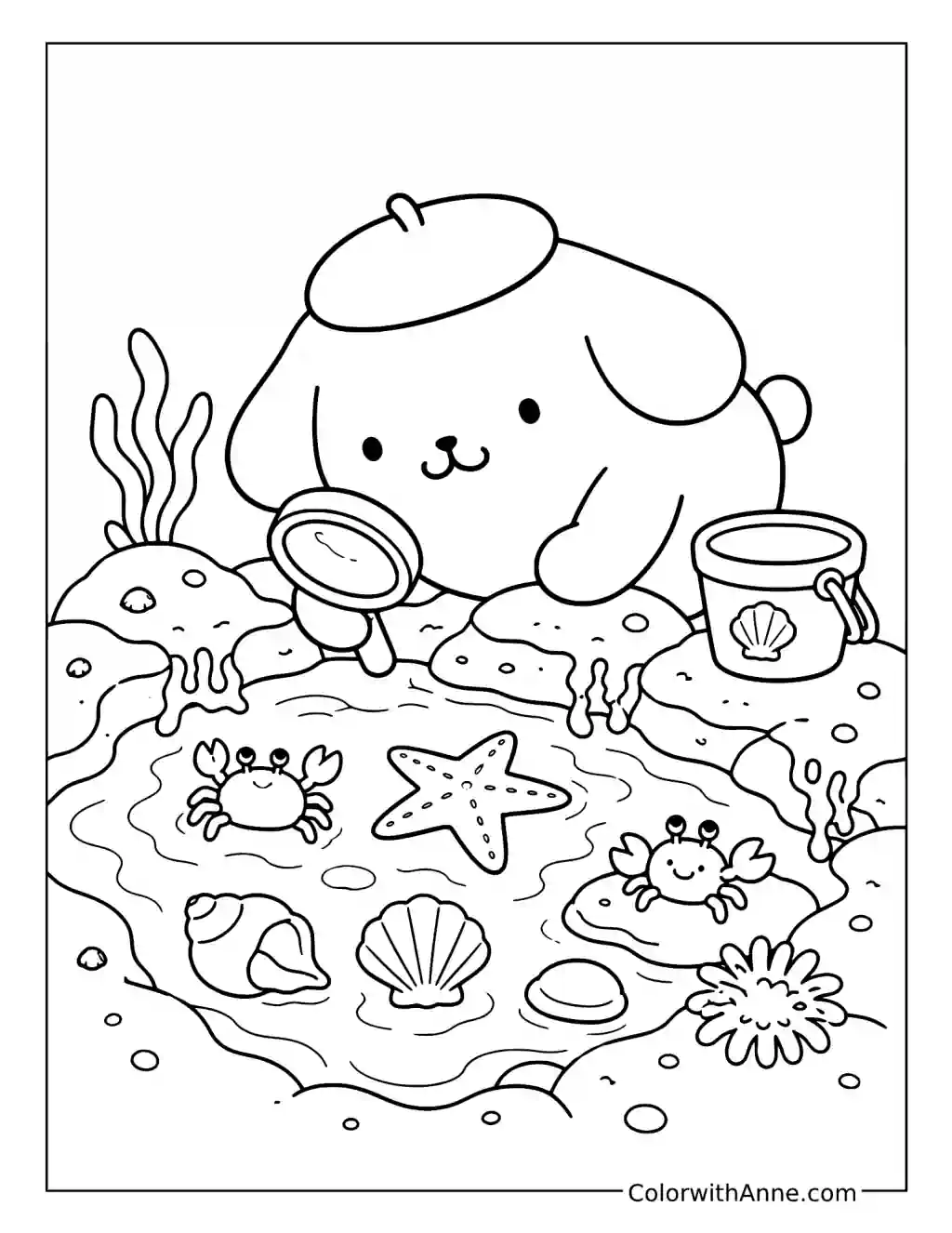 Pompompurin's Tide Pool Adventure coloring page