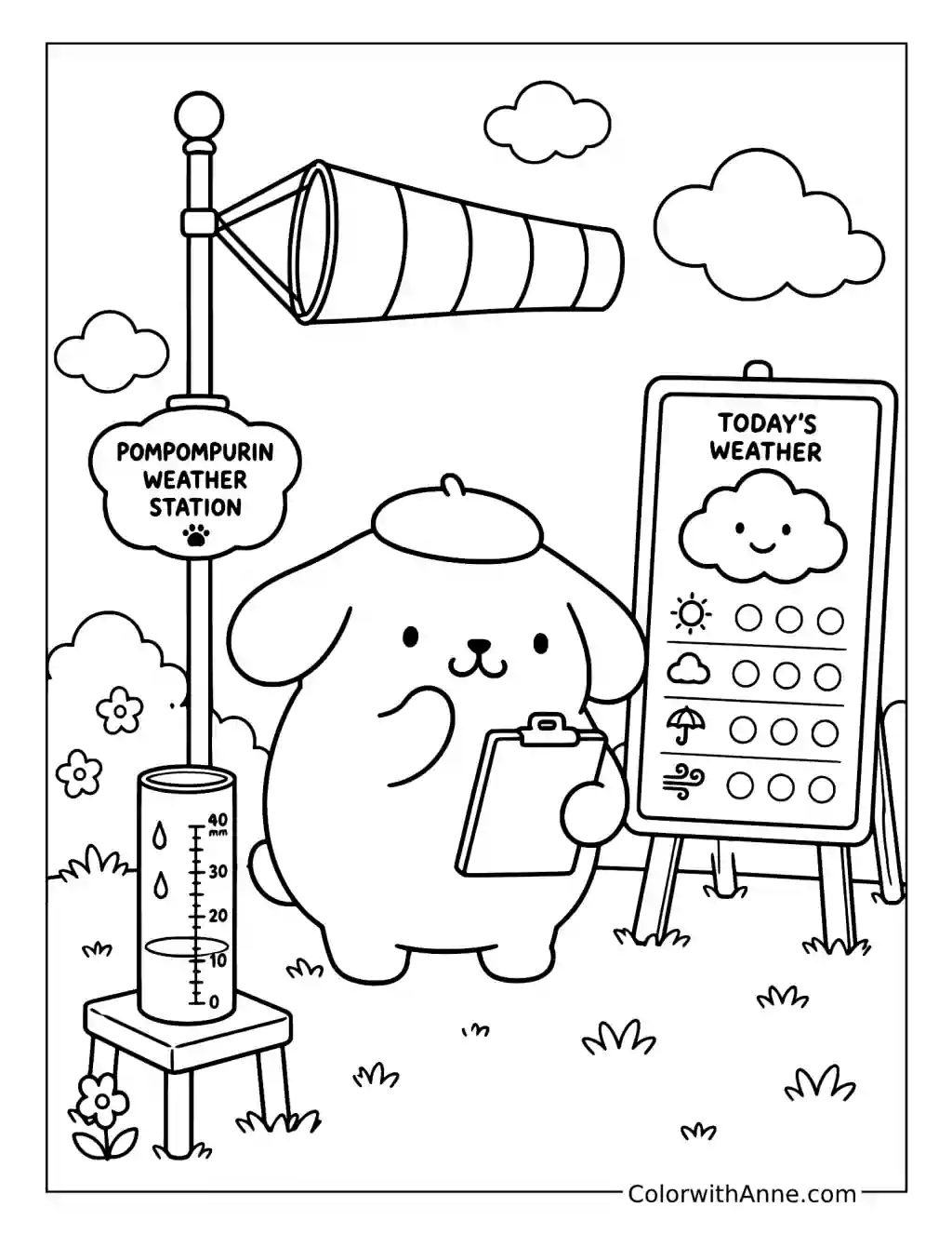 Pompompurin Weather Station coloring page