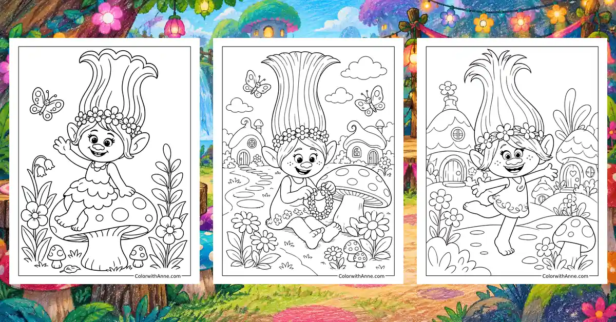 Poppy Trolls Coloring Pages banner