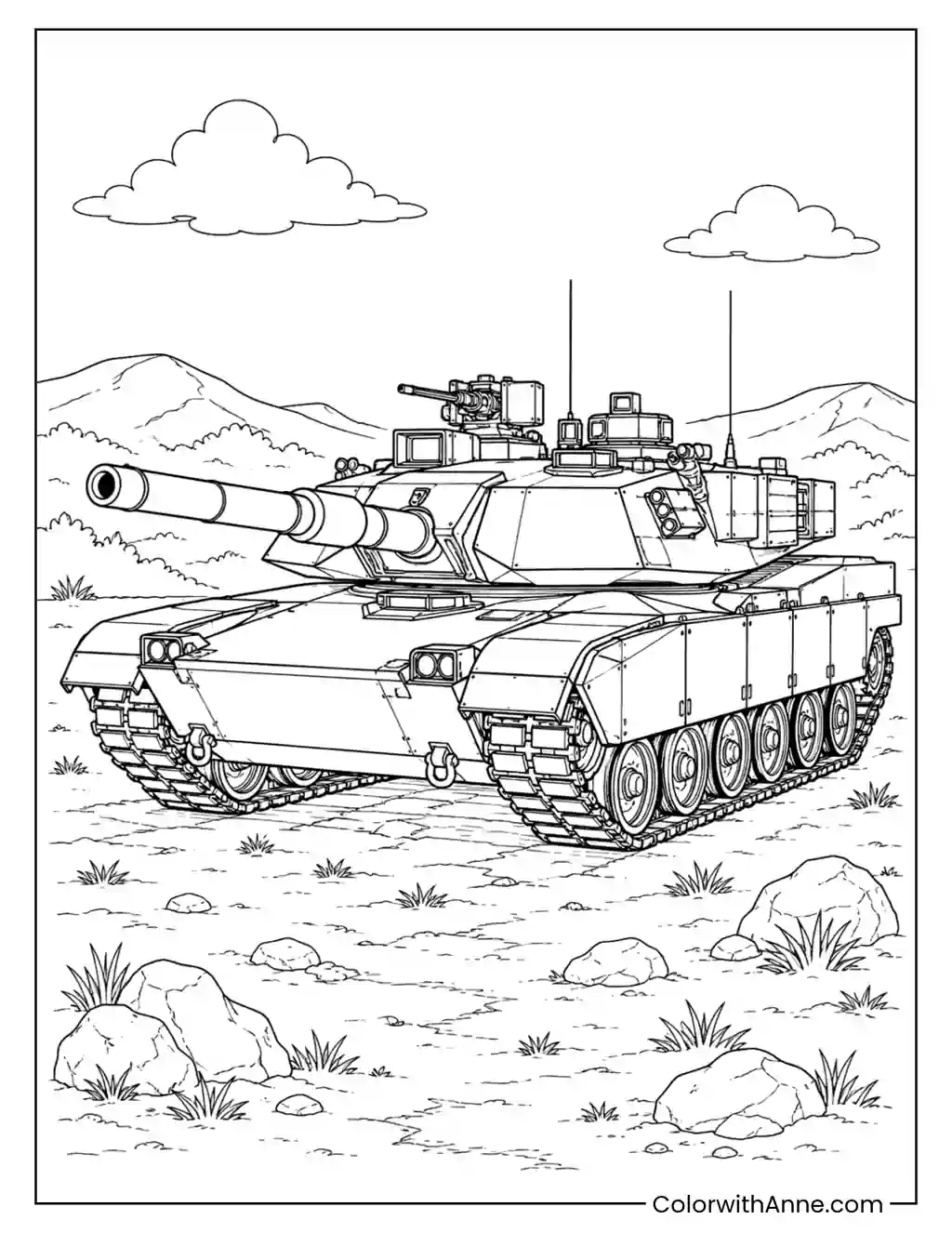 Powerful Army Tank coloring page