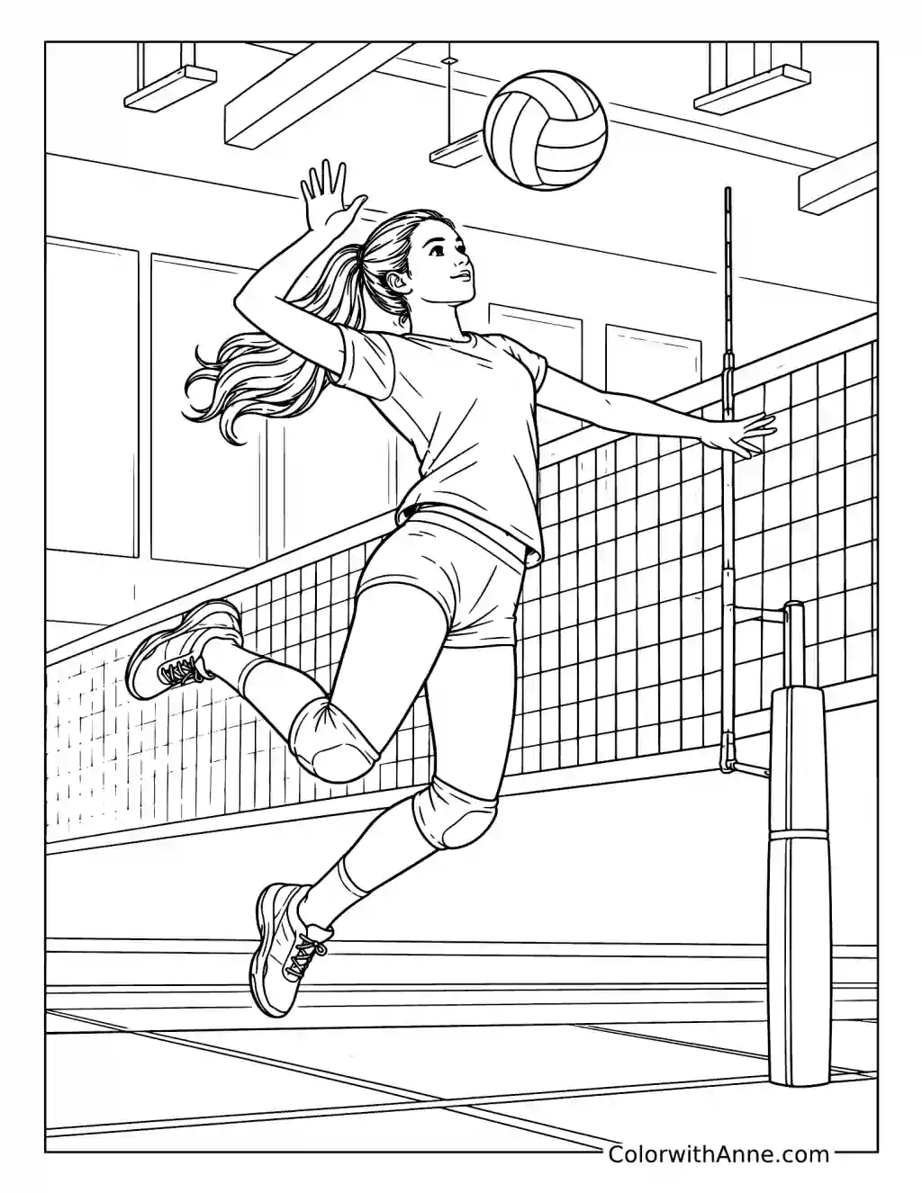 Powerful Volleyball Spike coloring page