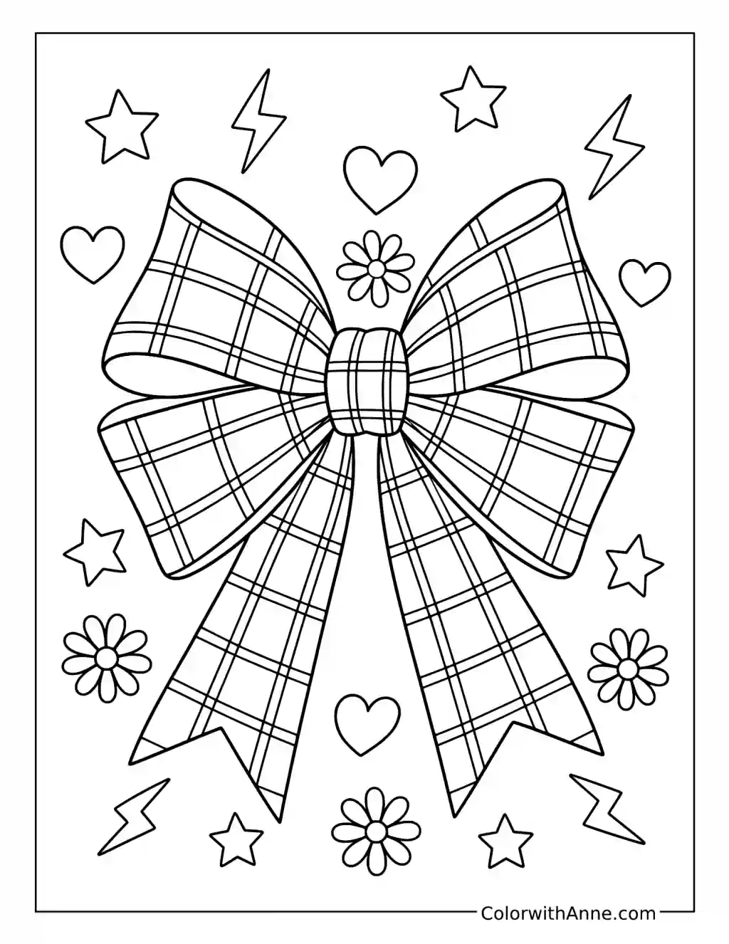 Preppy Plaid Bow coloring page