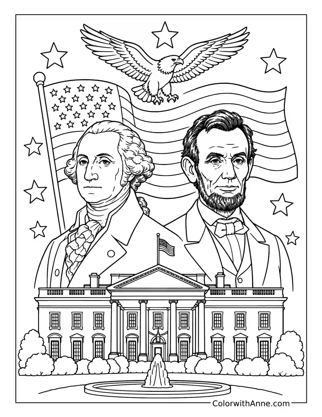 Presidents Day Celebration Collage coloring page
