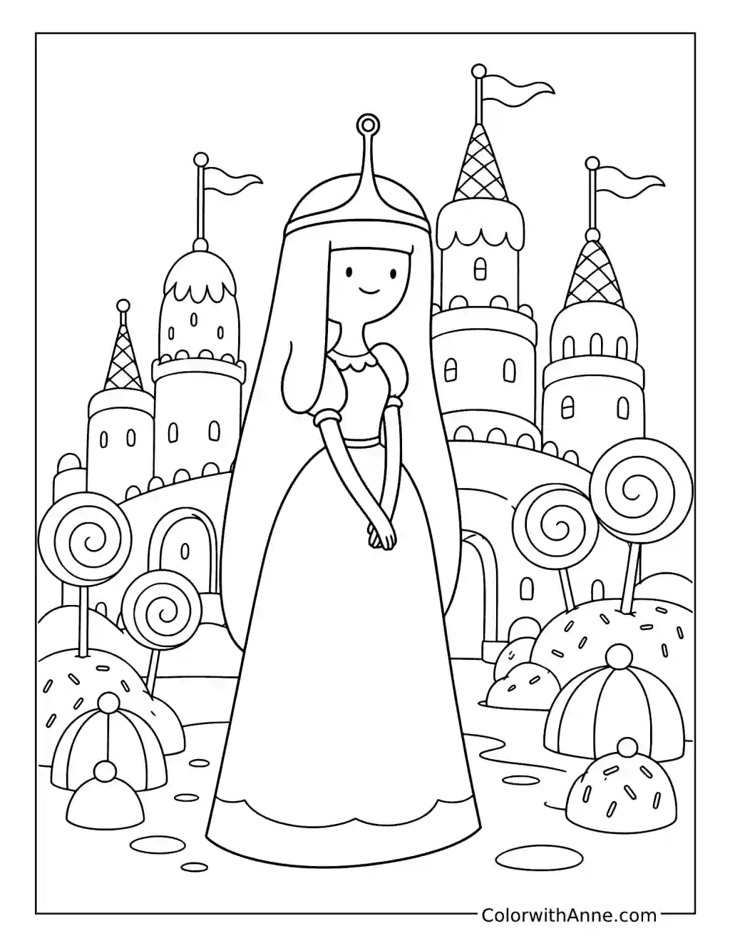 Princess Bubblegum in the Candy Kingdom coloring page