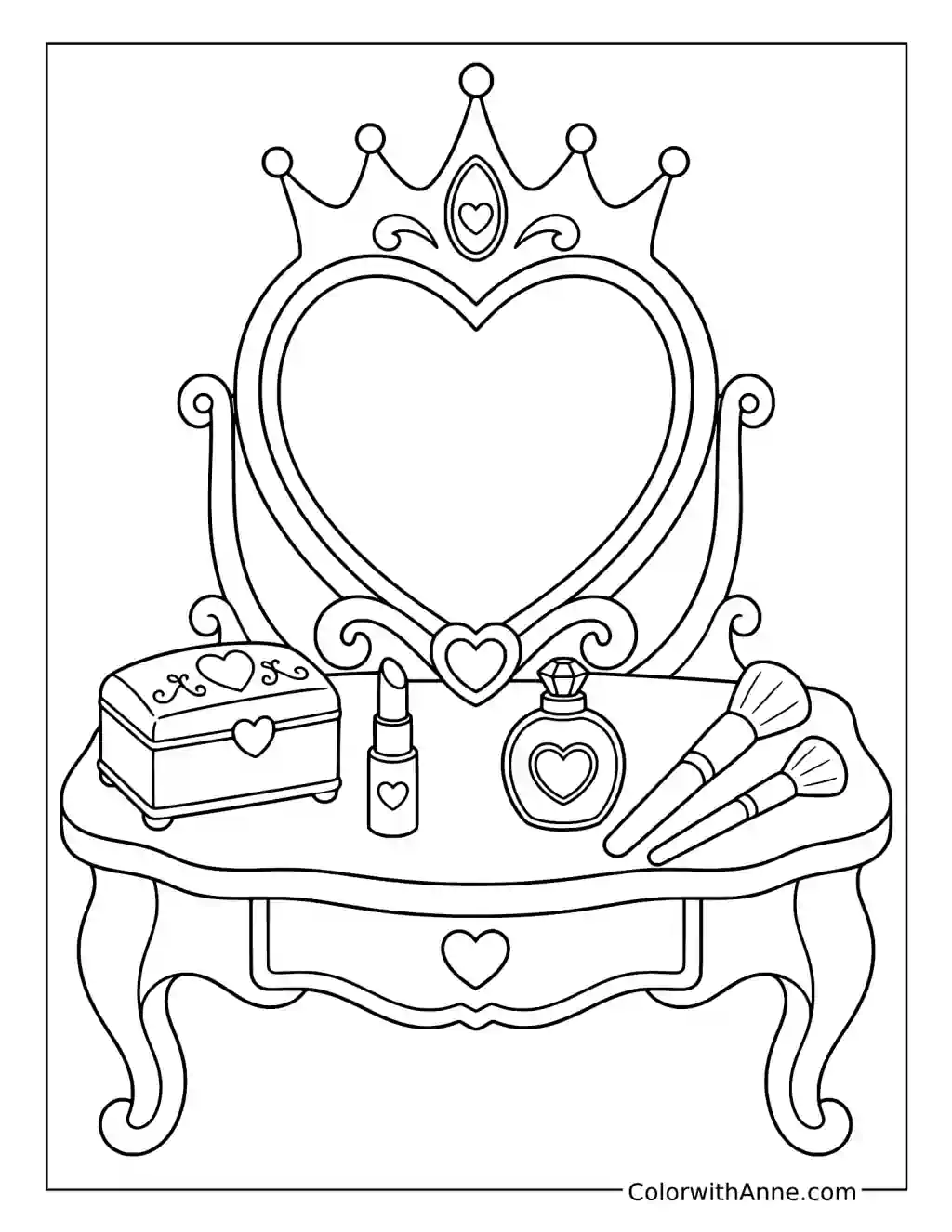 Princess Makeup Vanity coloring page