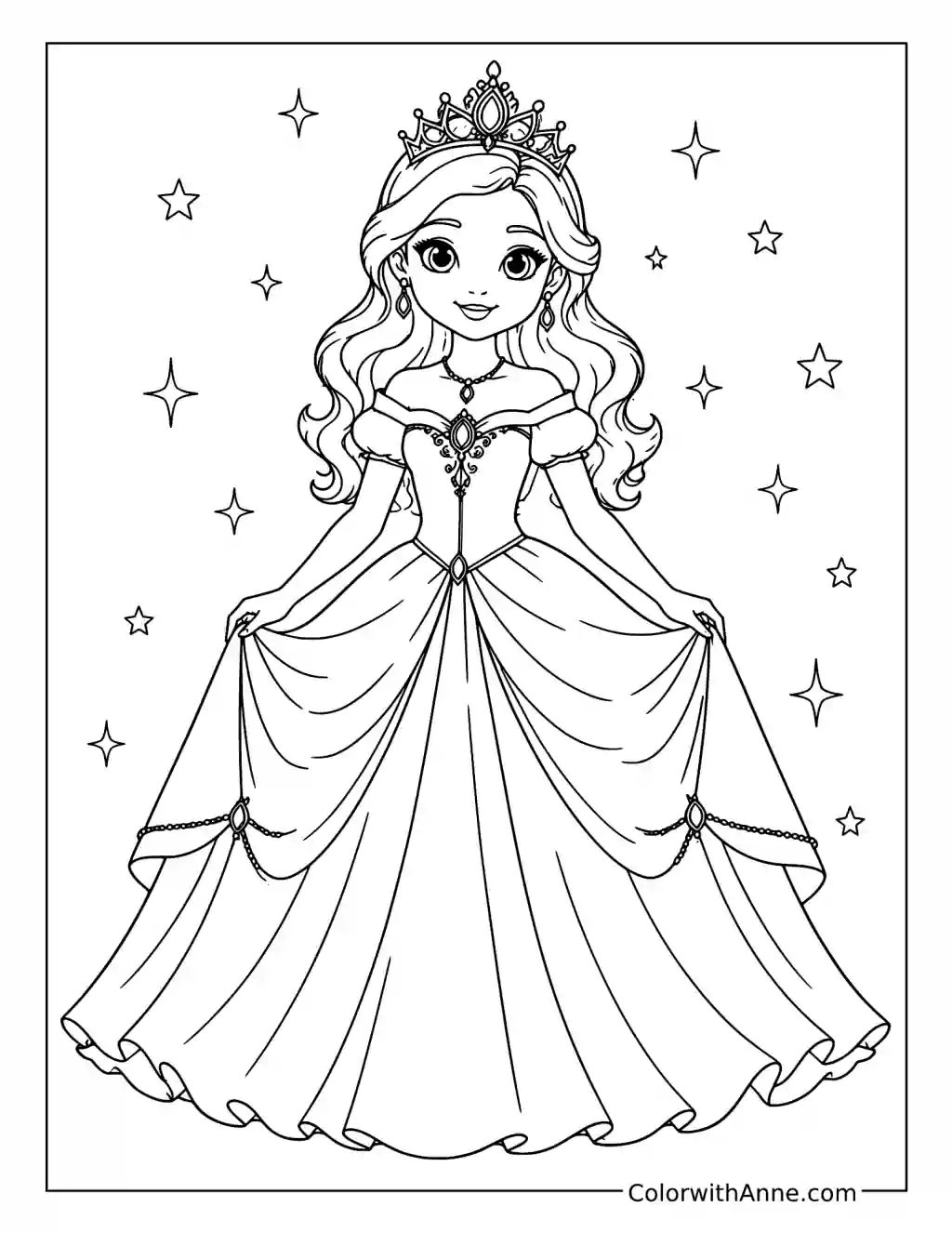 Princess Wearing a Crown coloring page