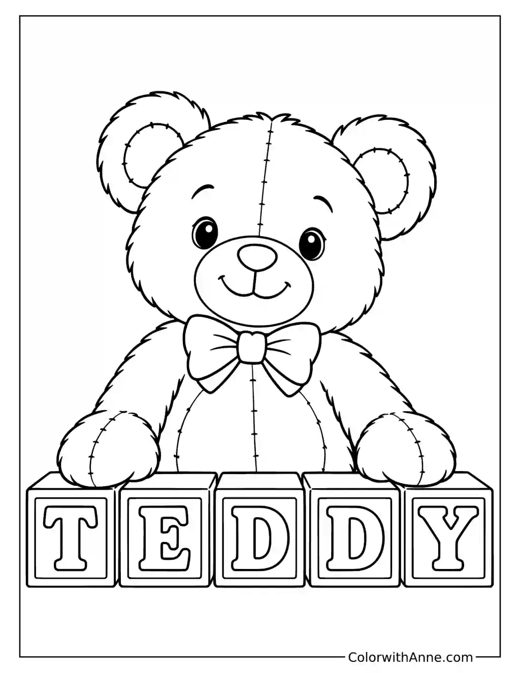 Alphabet Teddy Bear Coloring Page