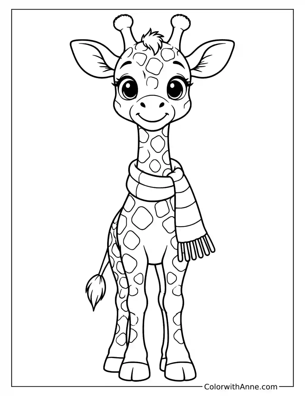 Baby Giraffe in a Scarf Coloring Page