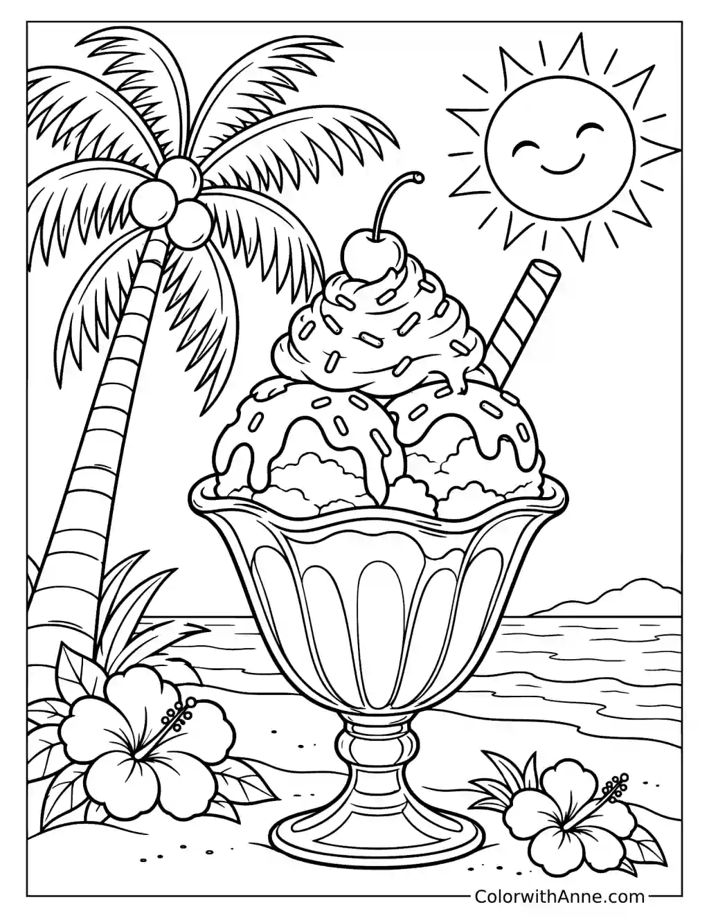 Beach Sundae Coloring Page