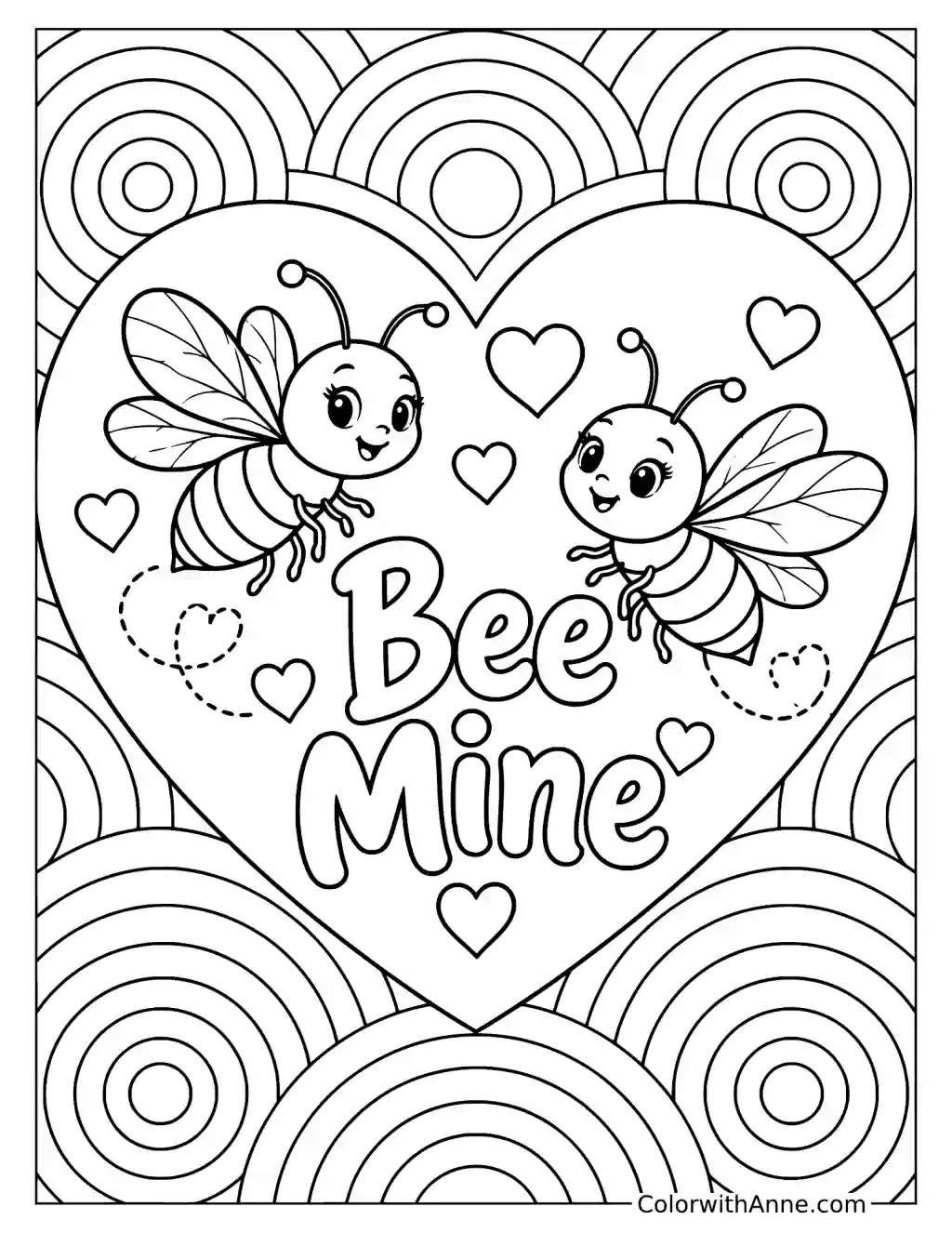 Bee Mine Valentine’s Day Coloring Page for Kids