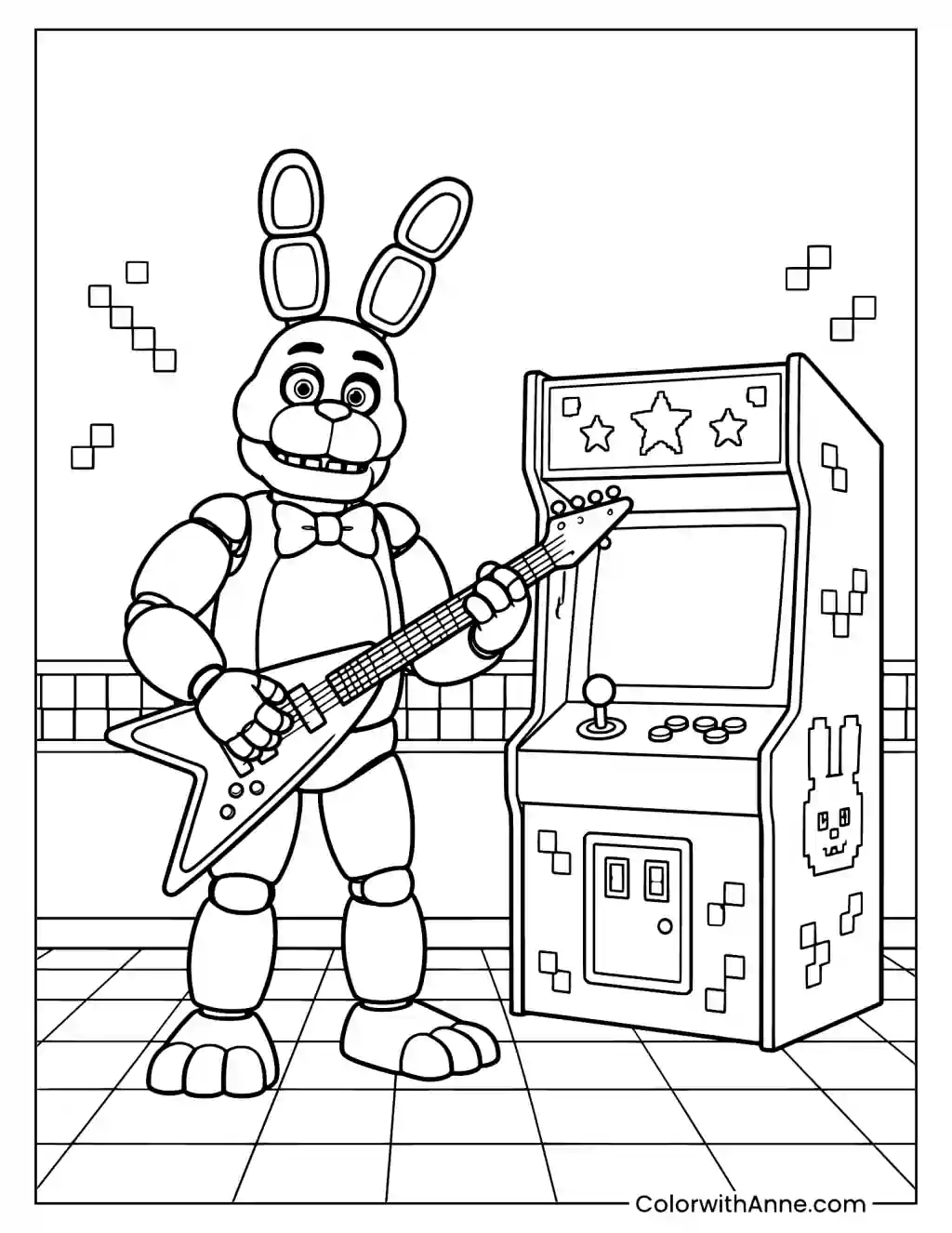 Bonnie the Bunny with Arcade Machine Coloring Page