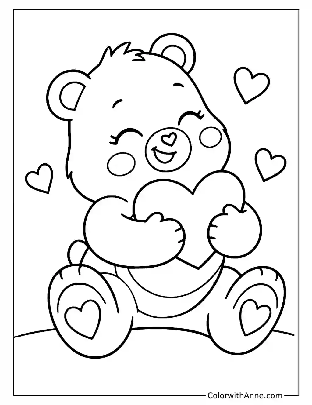 Care Bear Sitting with a Heart Coloring Page