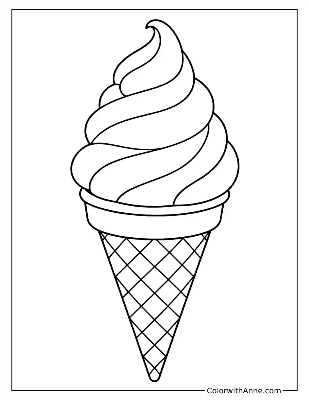 Classic Cone Coloring Page for Preschoolers