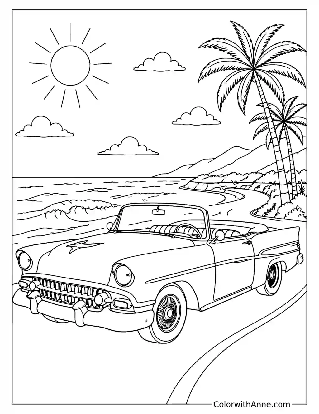 Classic Convertible Car Coloring Page