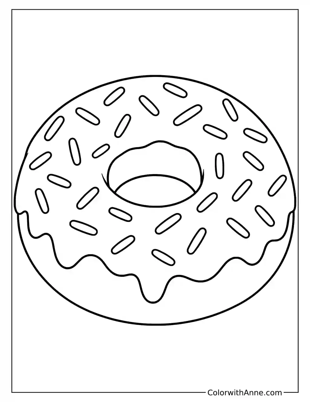 Classic Donut with Curved Lines Coloring Page