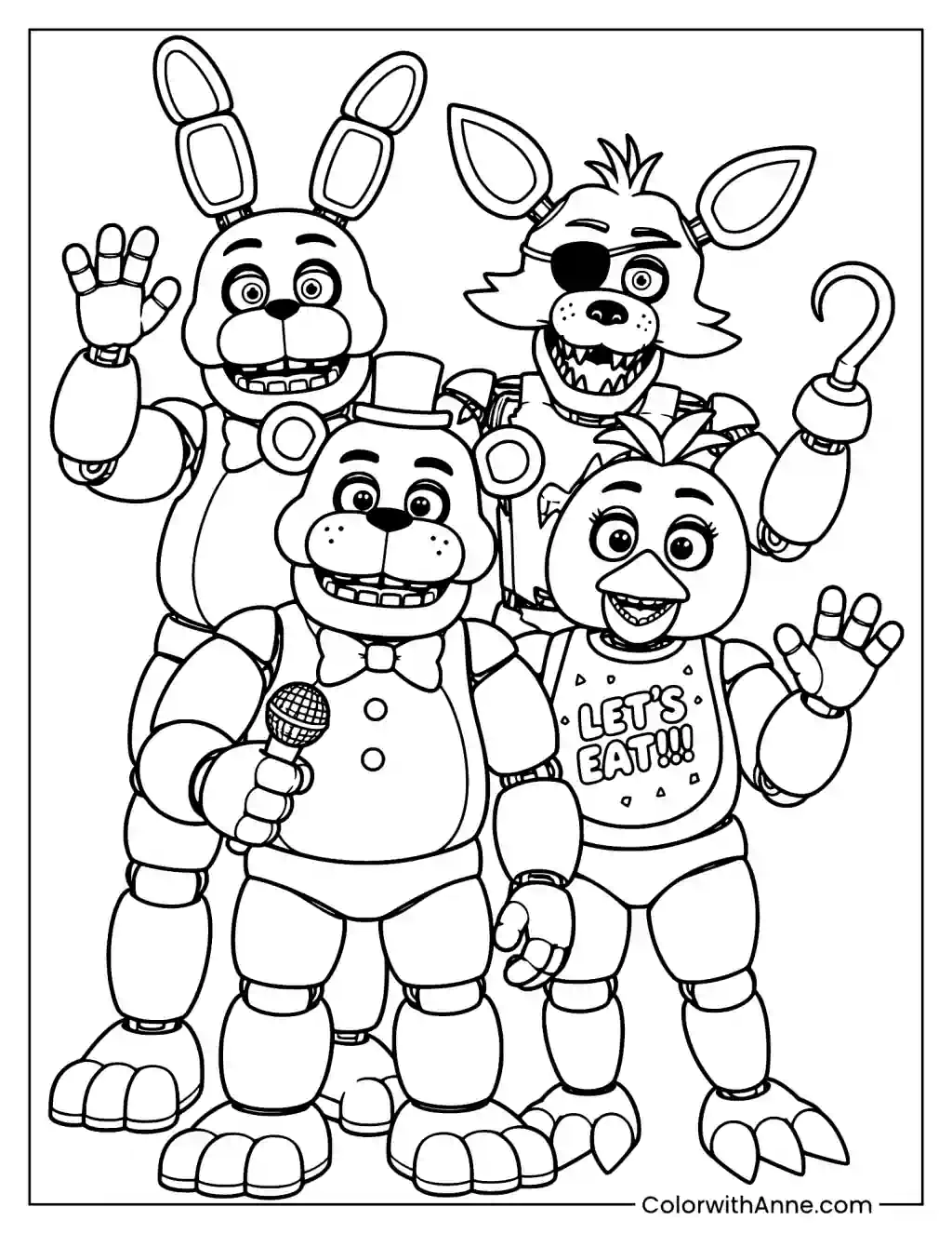Classic FNAF Characters Coloring Page