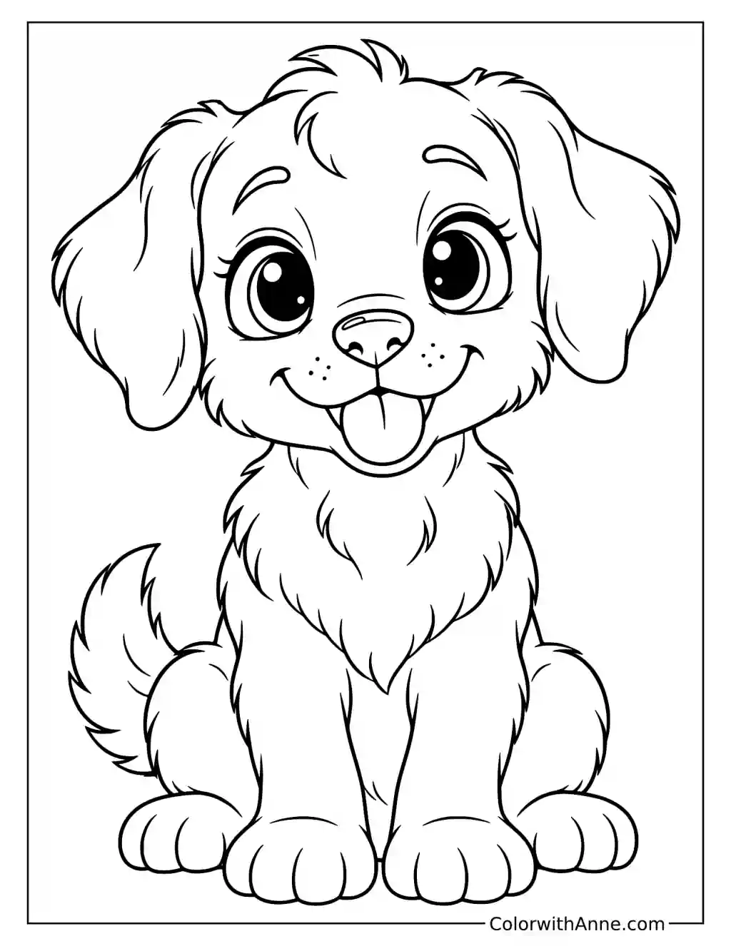 Cute Dog with Big Eyes Coloring Page