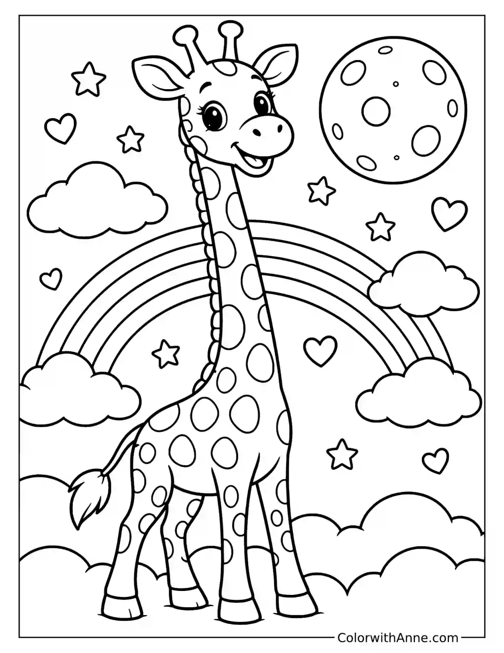 Cute Giraffe Coloring Page for Toddlers