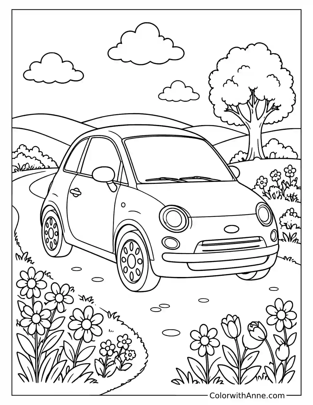 Cute Little Car Coloring Page