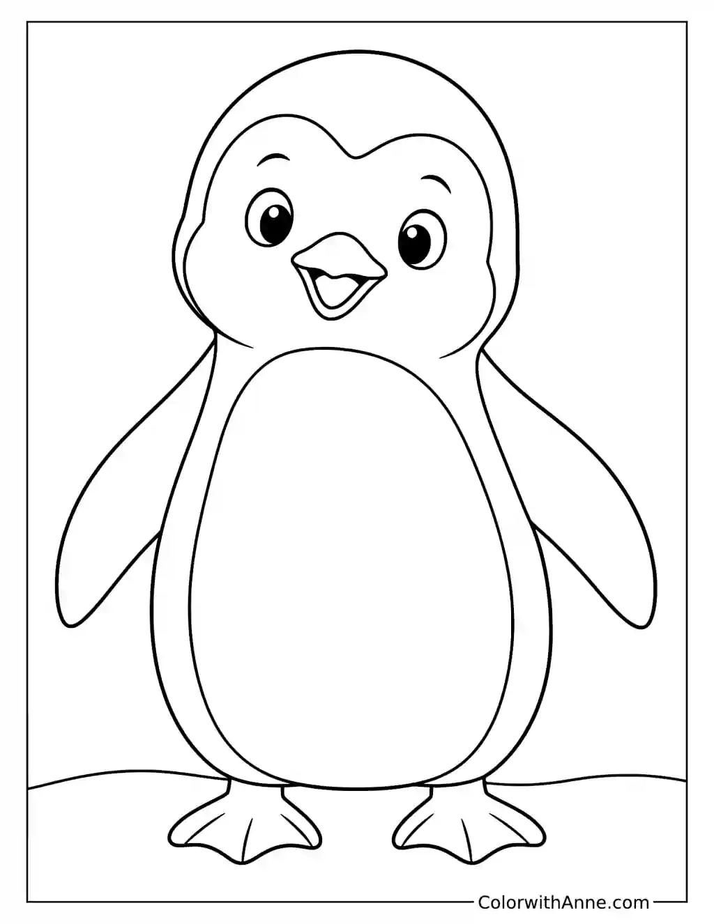 Cute Penguin Coloring Page for Kids