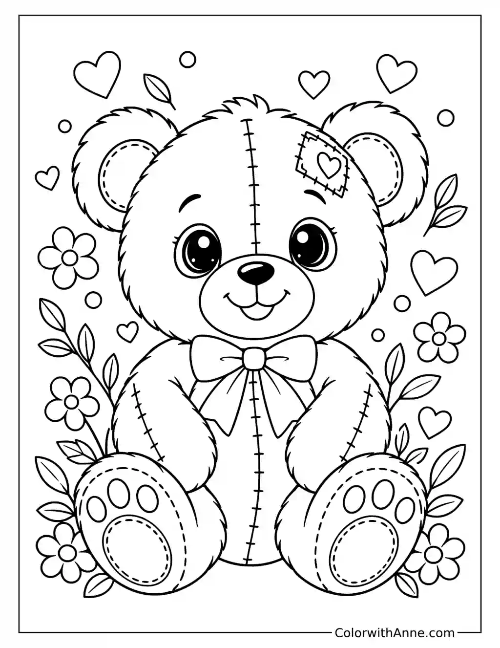 Cute Teddy Bear Coloring Page for Kids