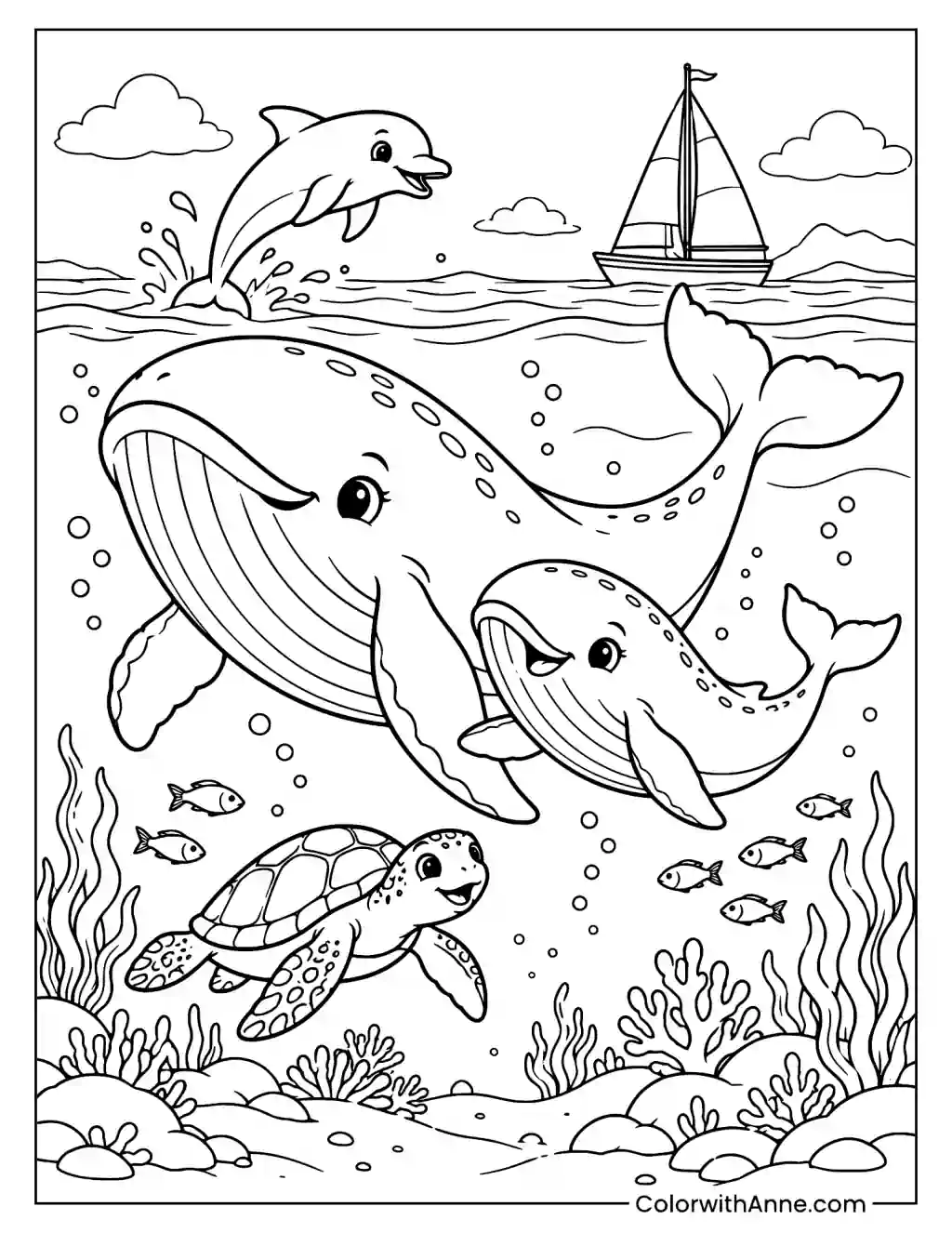 Cute Whale Coloring Page