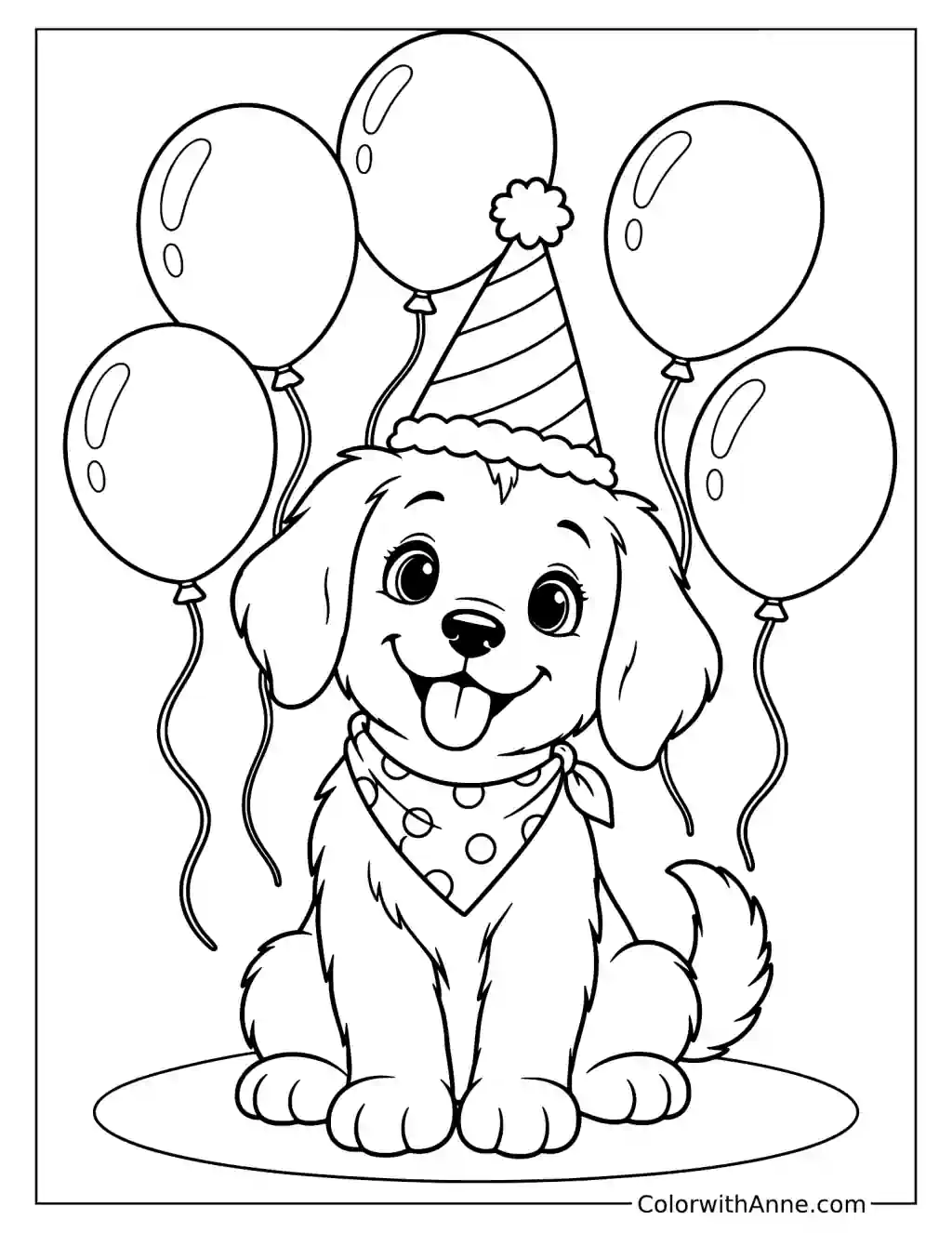 Dog Birthday Party Coloring Page