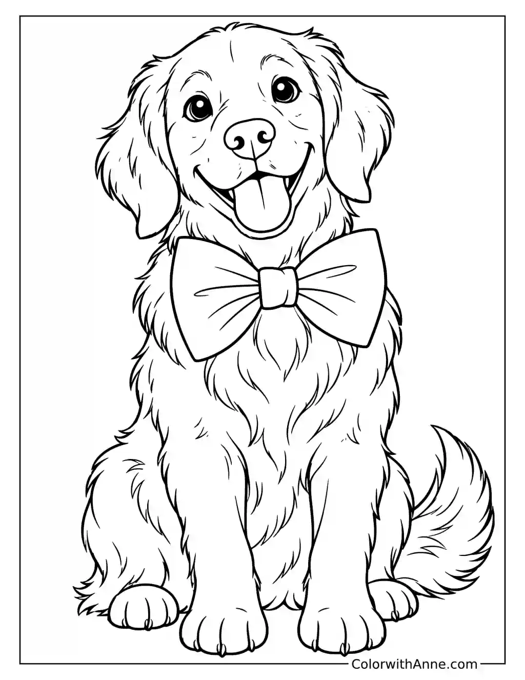 Dog with a Big Bow Tie Coloring Page