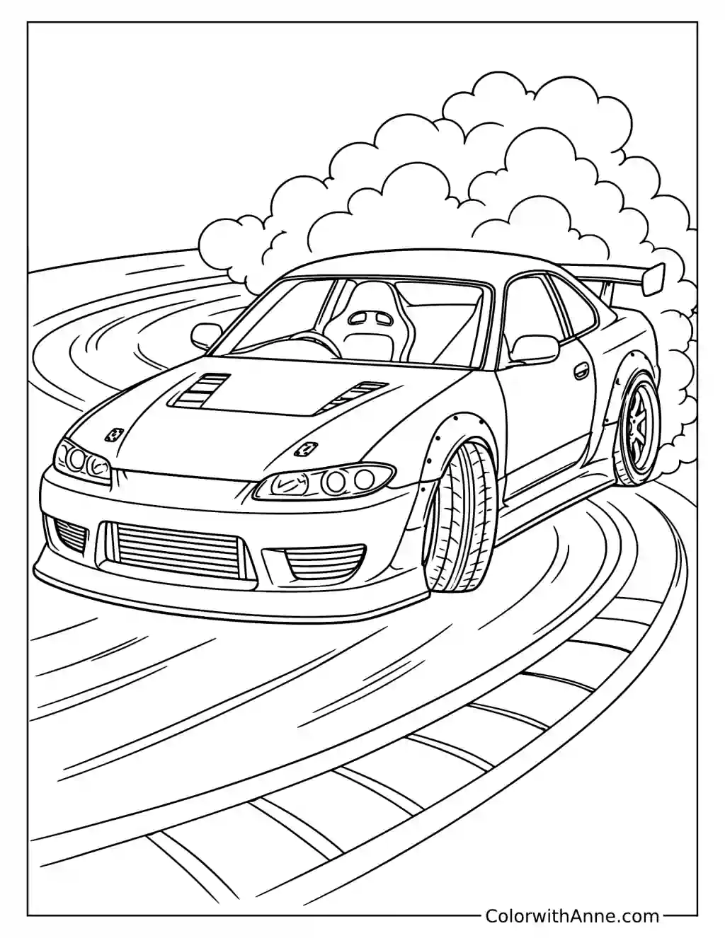 Drift Car in Action Coloring Page