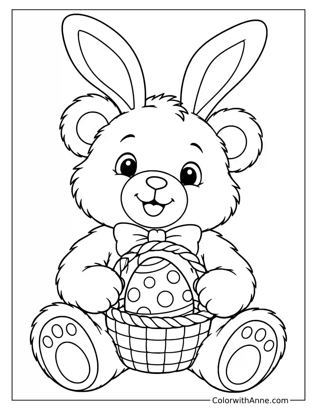 Easter Bunny Bear Teddy Coloring Page