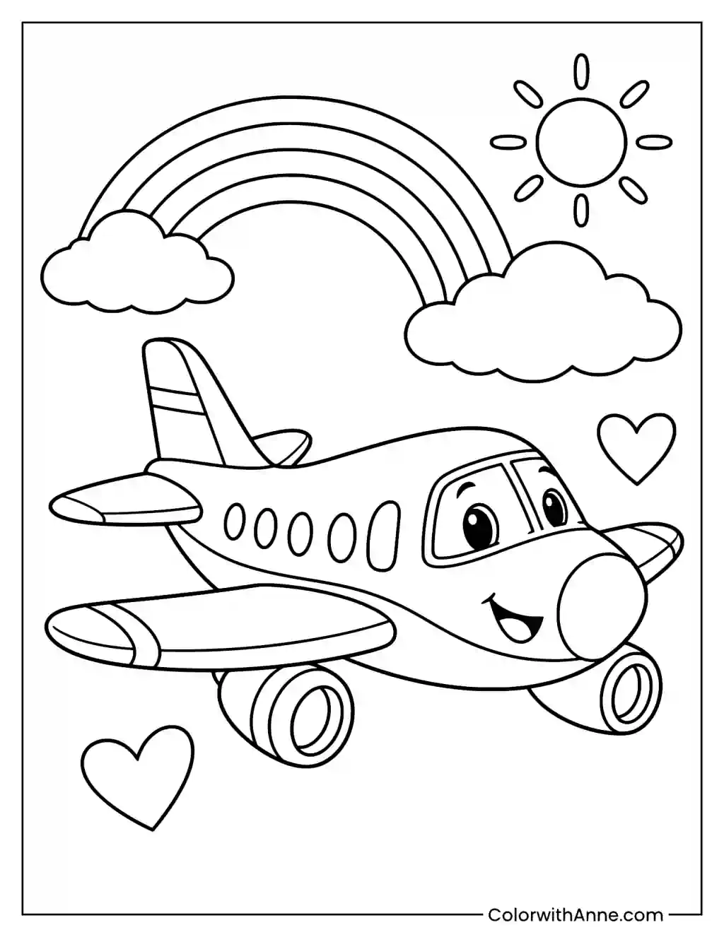 Easy Airplane Coloring Page for Kids