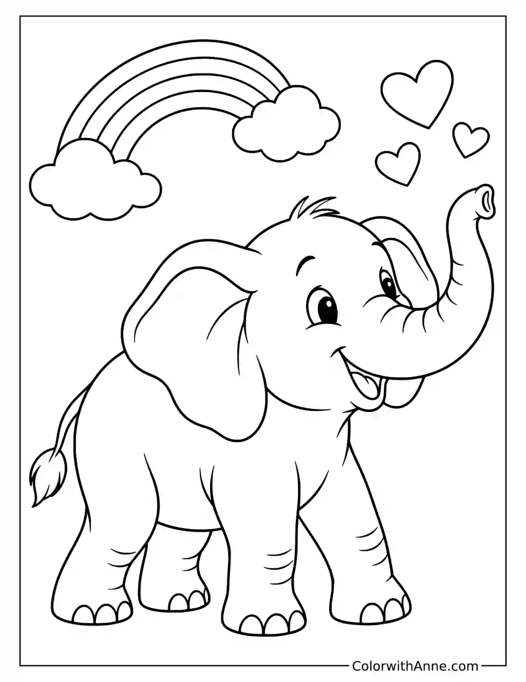 Easy Elephant Coloring Page for Kids