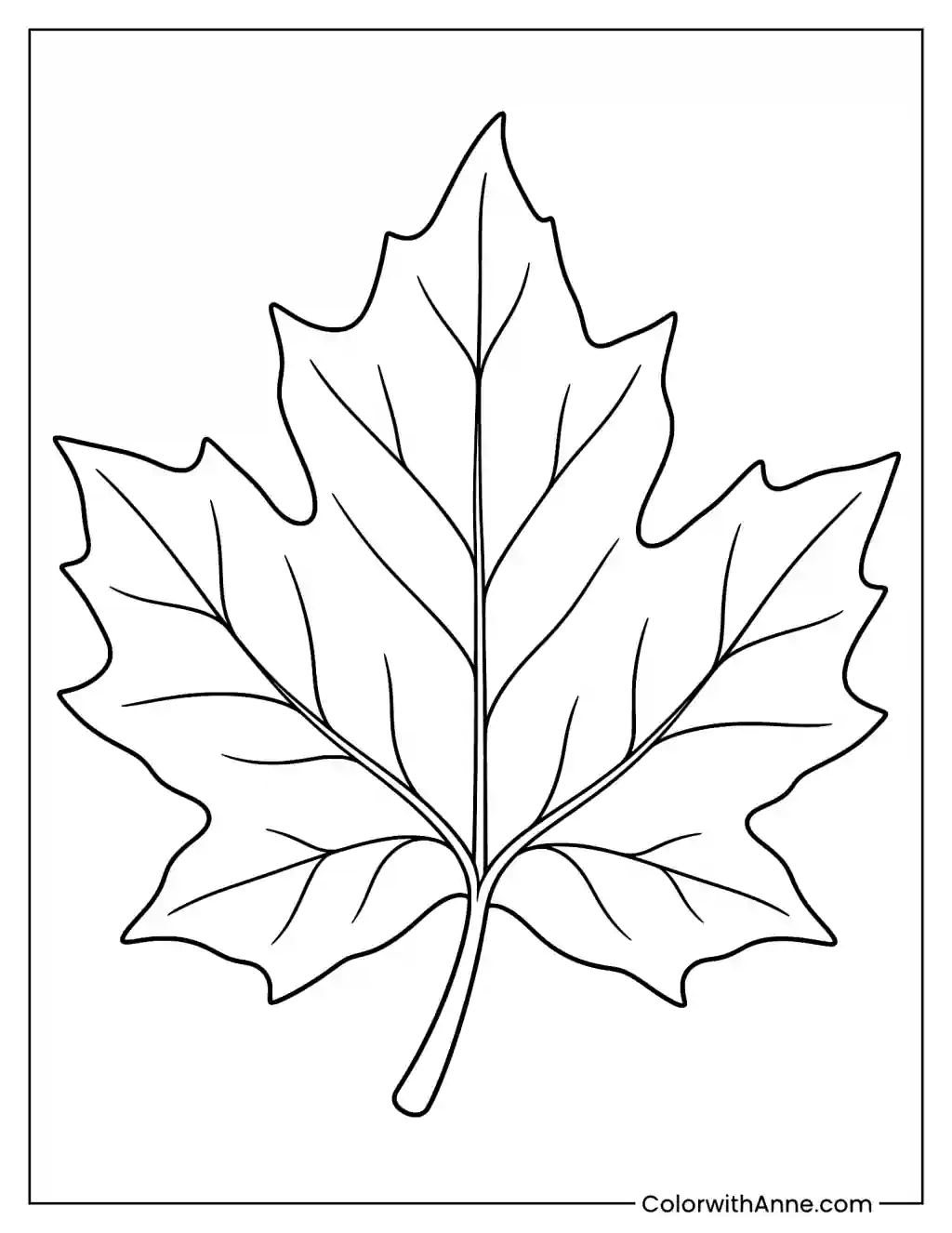 Easy Leaf Coloring Page for Kids