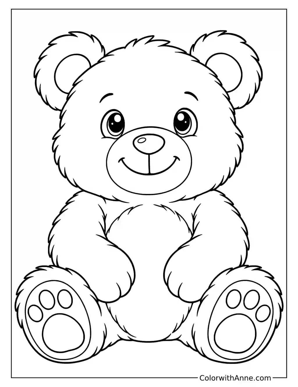Easy Teddy Bear Coloring Page for Kids
