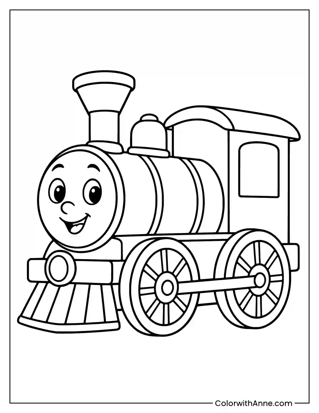 Easy Train Coloring Page for Kids