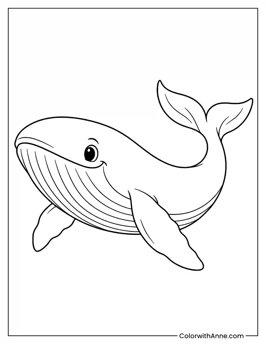 Easy Whale Coloring Page for Kids