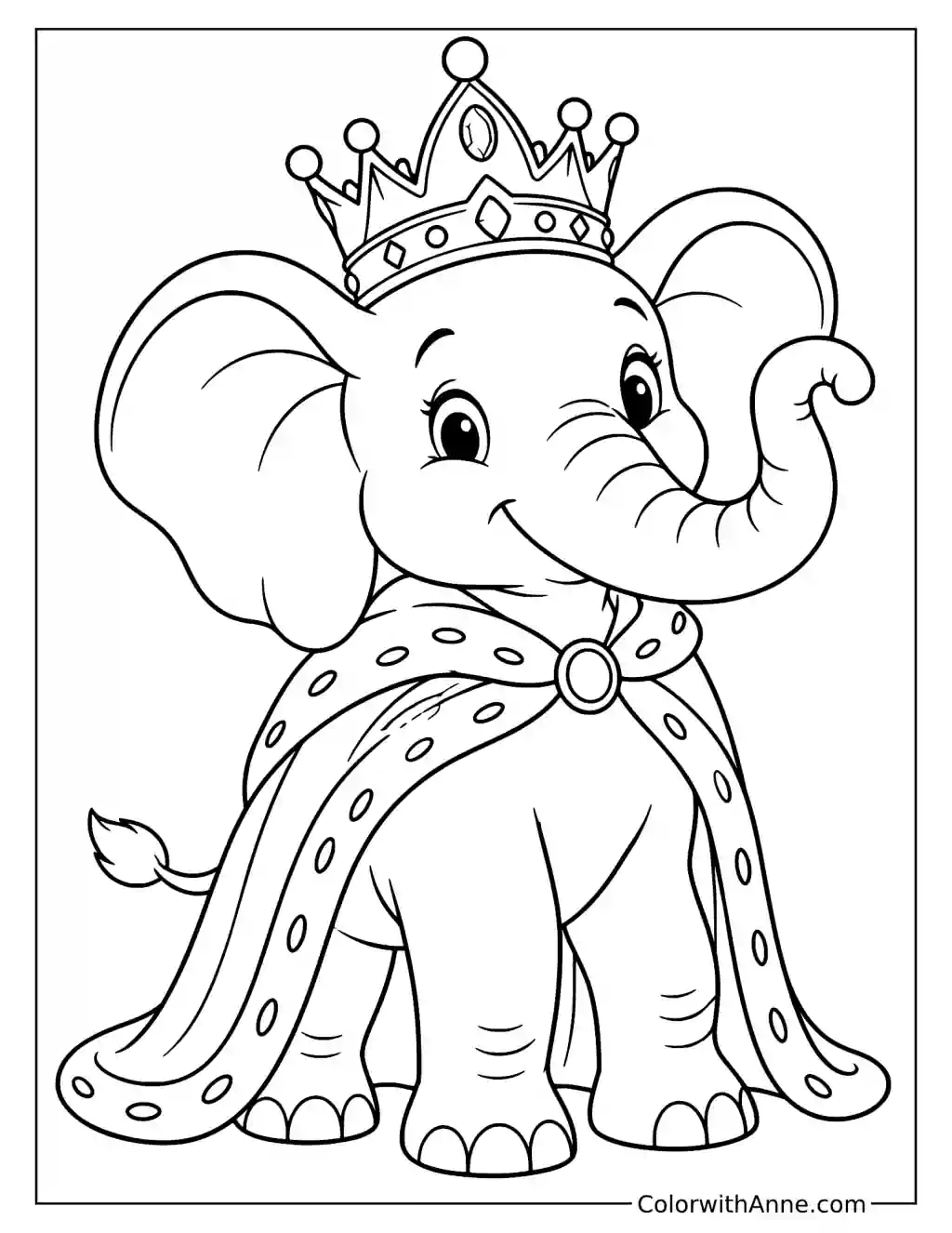 Elephant King Coloring Page