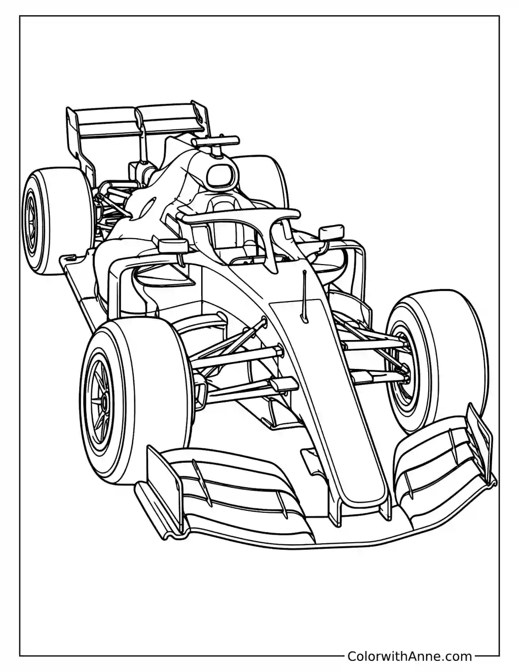 F1 Formula Racing Car Coloring Page