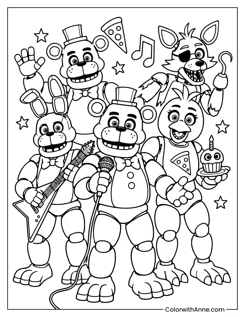 Five Nights at Freddy’s Band Coloring Page