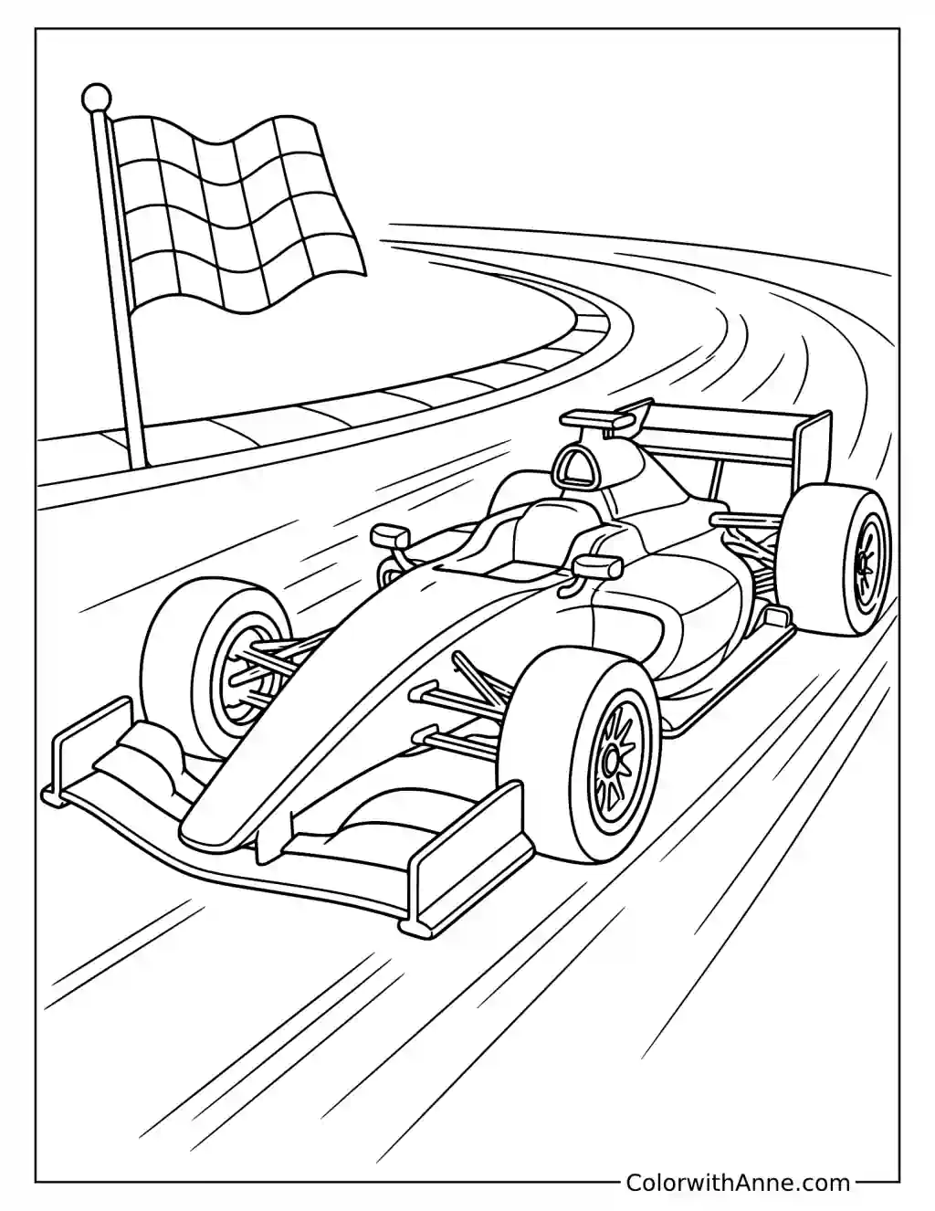 Formula Race Car Coloring Page