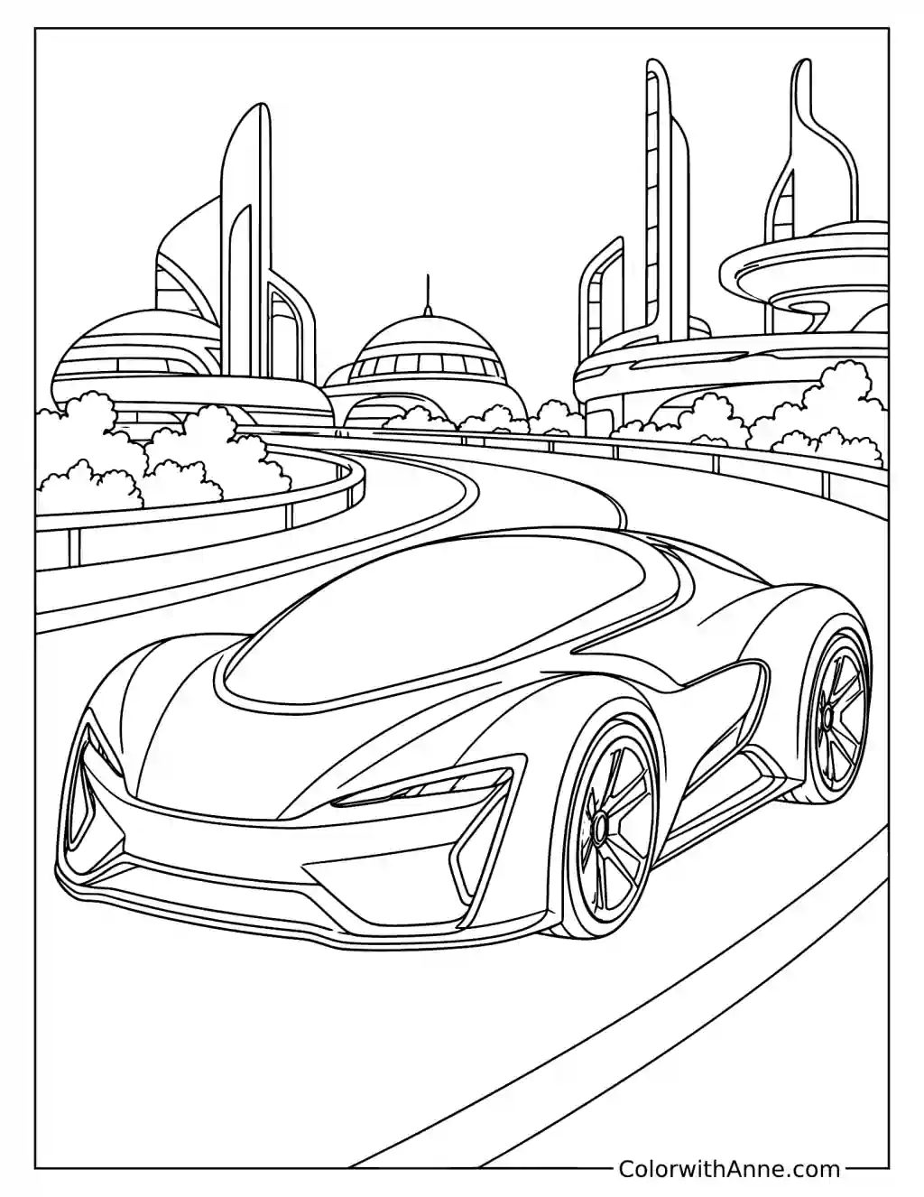 Futuristic Concept Car Coloring Page