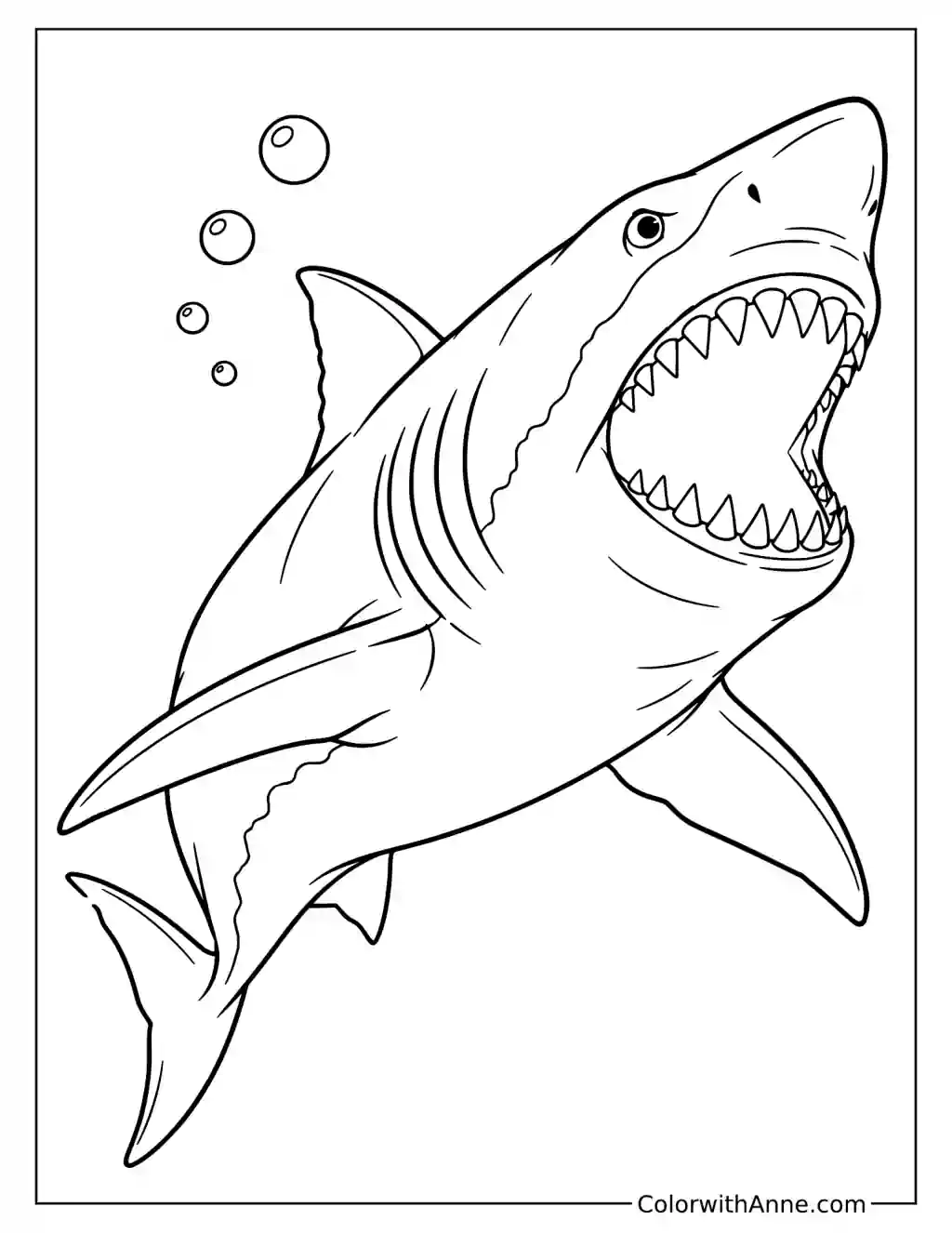 Great White Shark Attack Coloring Page