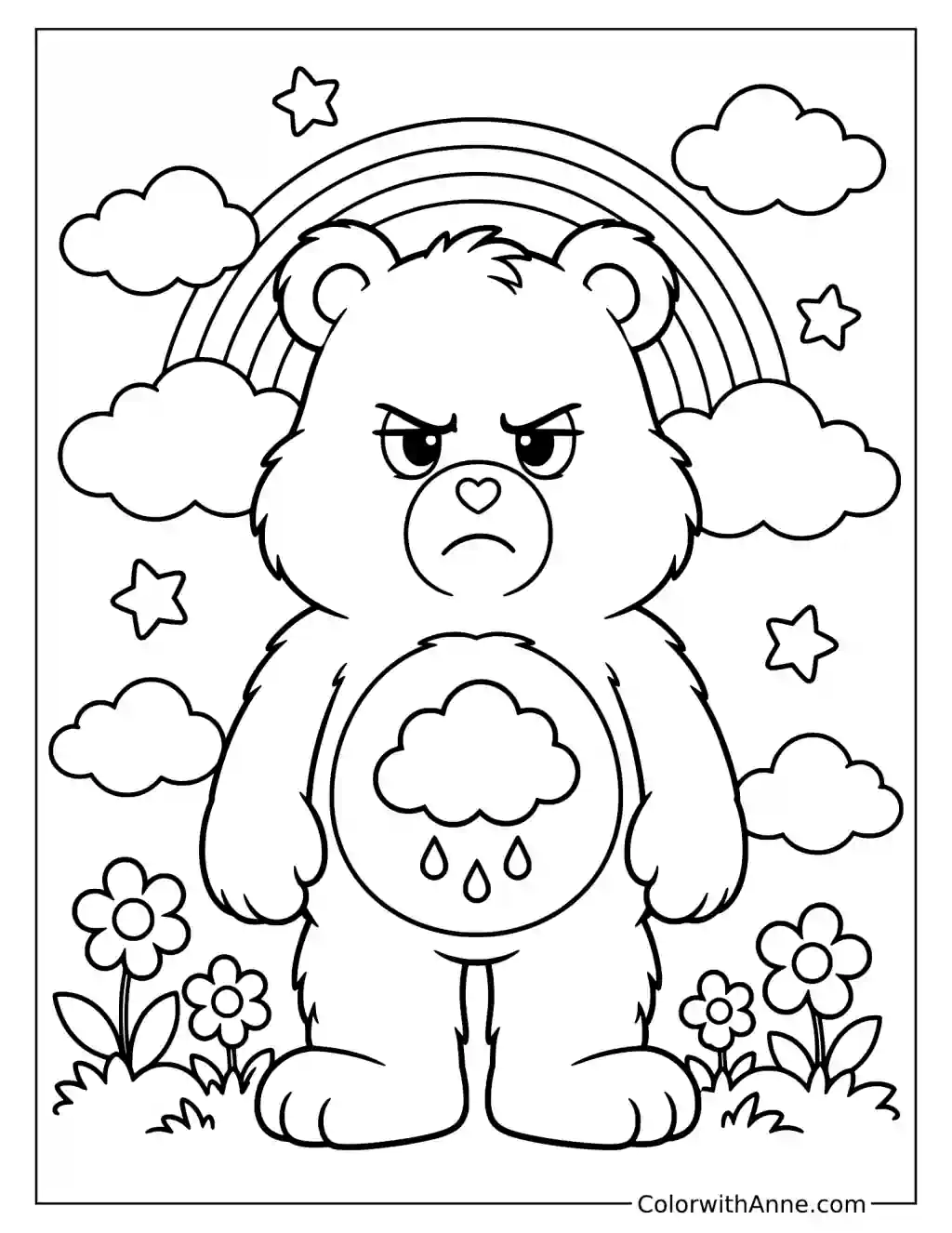 Grumpy Bear Coloring Page for Kids
