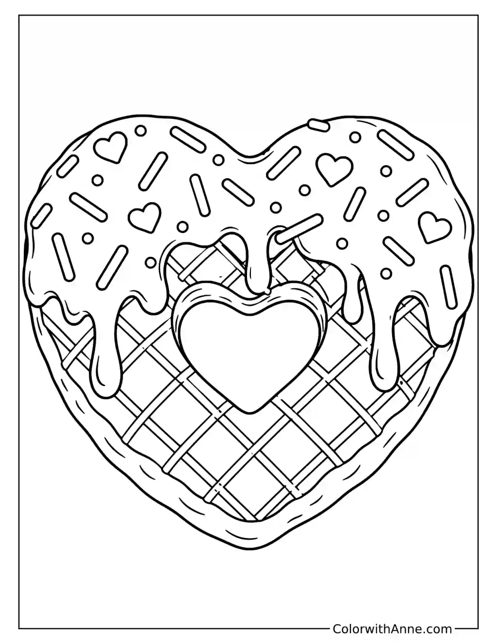 Heart-Shaped Donut with Dripping Icing Coloring Page
