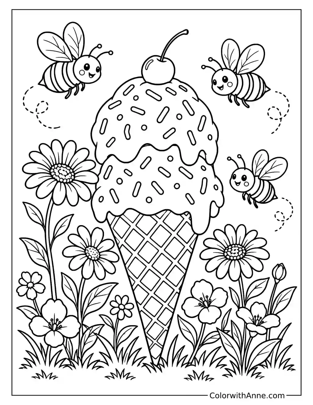 Ice Cream Garden Coloring Page