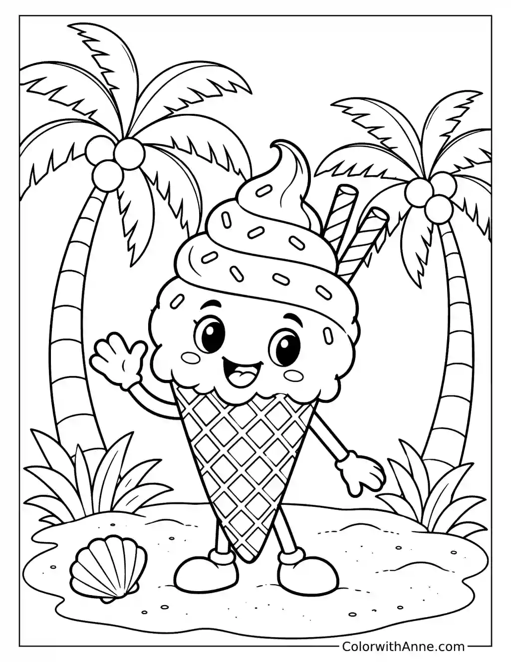 Ice Cream Island Coloring Page