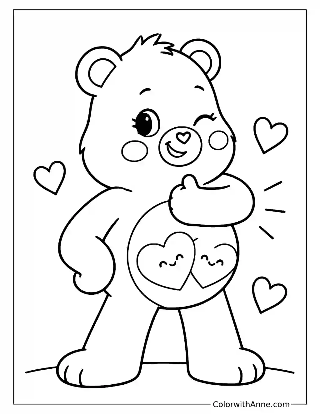 Love-a-Lot Bear Blowing a Kiss Coloring Page
