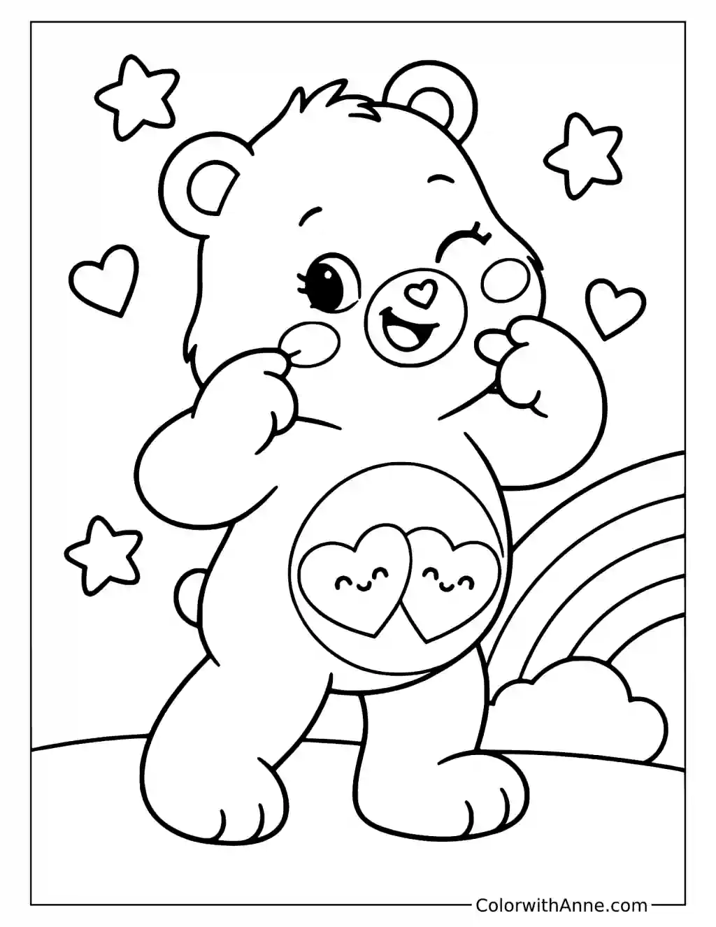 Love-a-Lot Bear Making a Heart with Both Paws Coloring Page