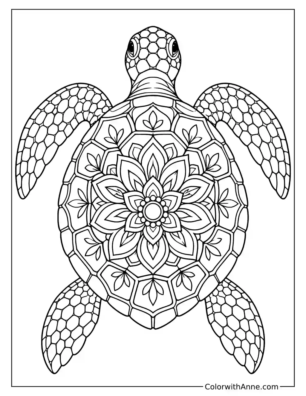 Mandala Turtle Coloring Page